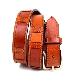 Fossil TAN BROWN GENUINE LEATHER 1"Wd CASUAL DRESS WOMEN'S BELT Sz M (P23